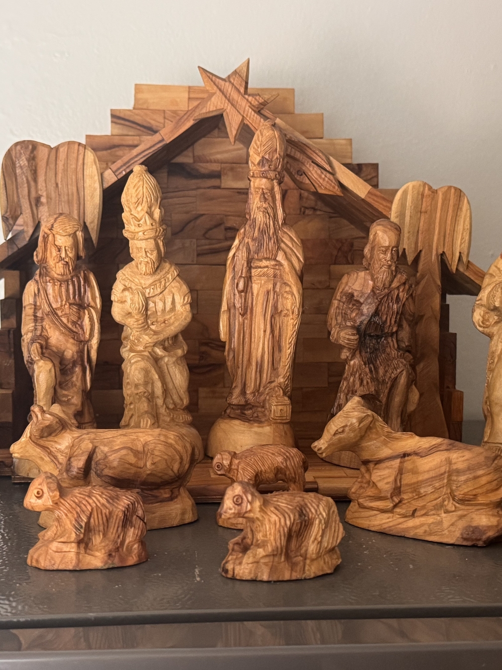 Hand-Carved Wooden Nativity Set - Olive Wood